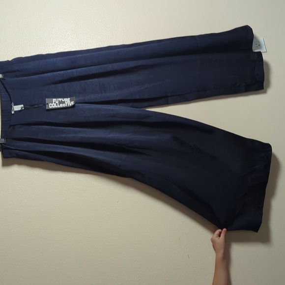 NWT Elegant Navy Wide-Leg Pants Size M - Picture 6 of 13